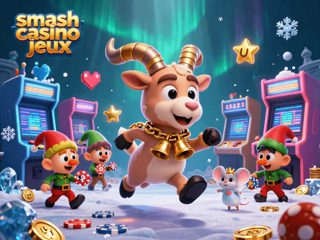 Jouez aux jeux de smash casino avec une illustration festive pleine de détails et de personnages animés.