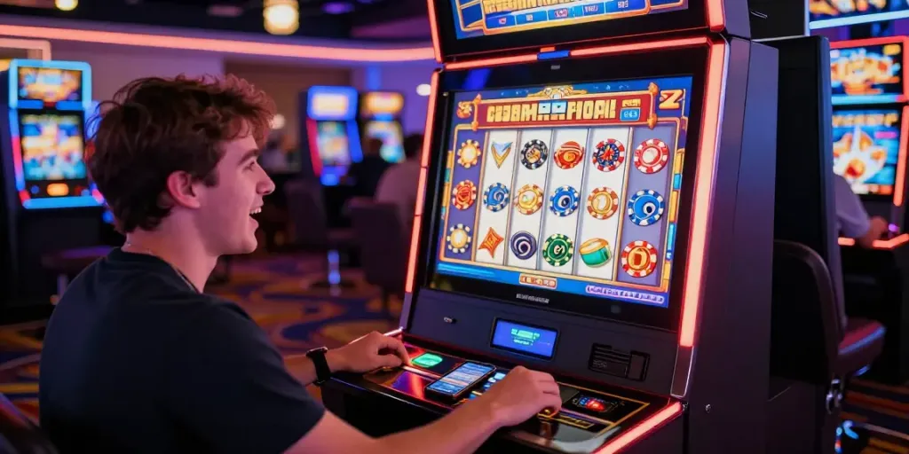 Pengalaman bermain slot gacor yang menggembirakan di kasino dengan mesin slot penuh warna.